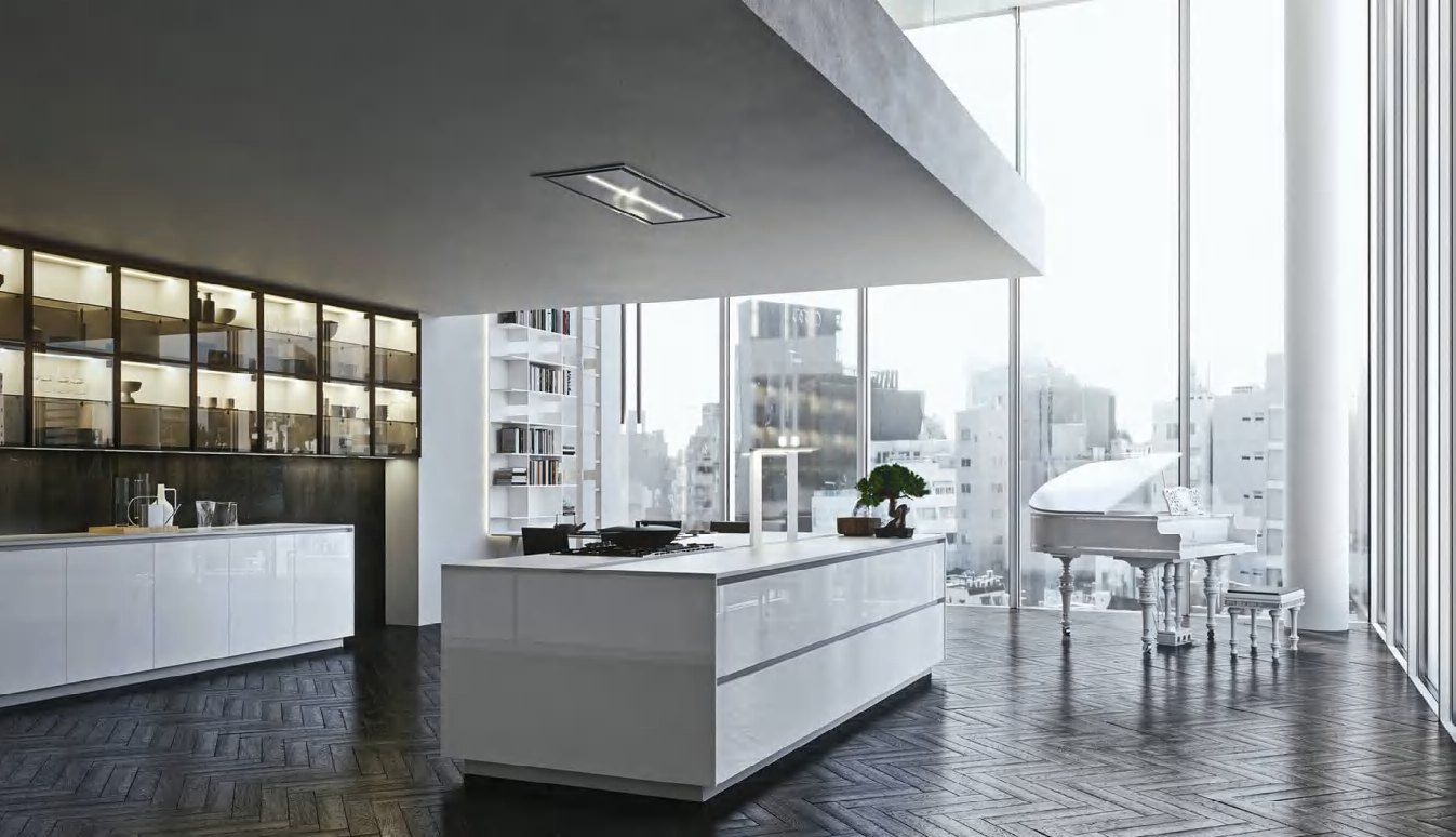 BUILD SOURCE™ Modern Light Grey High-Gloss PET Kitchen — Galley P105 — 8" x 12" Sample