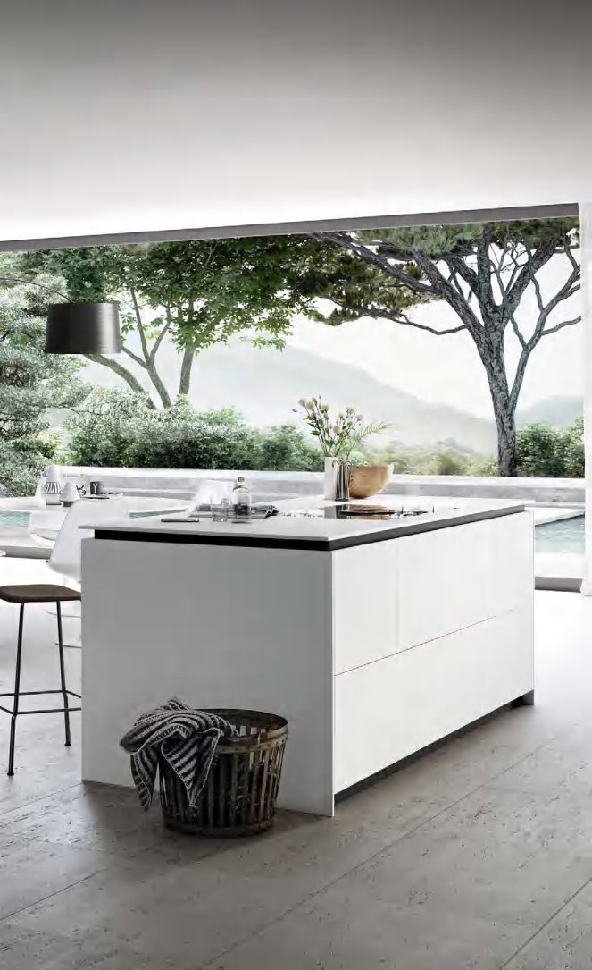 BUILD SOURCE™ Modern Light Grey High-Gloss PET Kitchen — Open-Plan P114 — 8" x 12" Sample