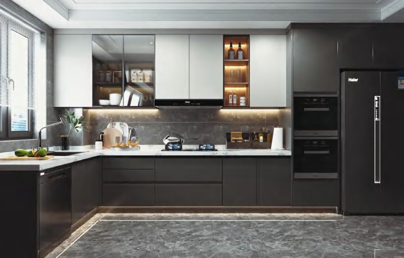 BUILD SOURCE™ Modern Graphite Grey High-Gloss PET Kitchen — Galley P123 — 8" x 12" Sample