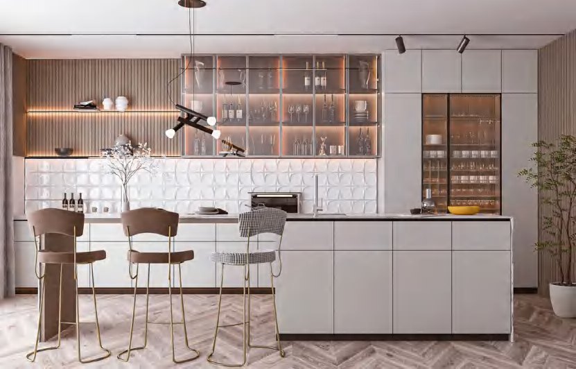 BUILD SOURCE™ Modern Natural Oak High-Gloss PET Kitchen — Peninsula P124 — 8" x 12" Sample