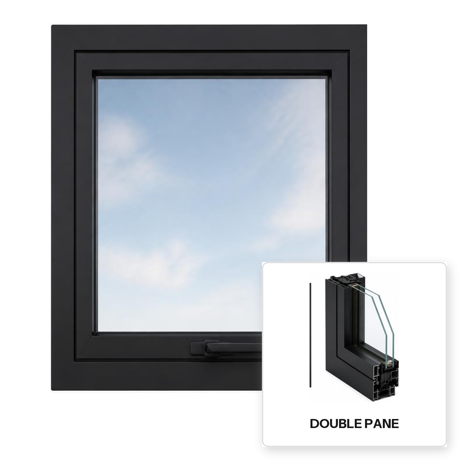 Build Source™ Awning Window — Aluminum Thermal Break Double Pane Residential Sample — 8" x 12" Sample
