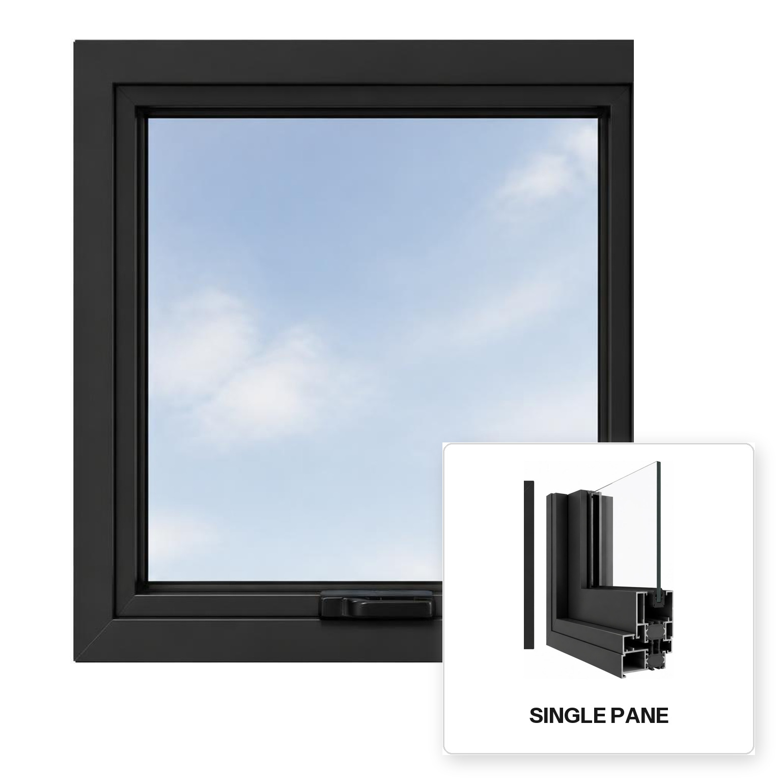 Build Source™ Awning Window — Aluminum Thermal Break Single Pane Residential Sample — 8" x 12" Sample