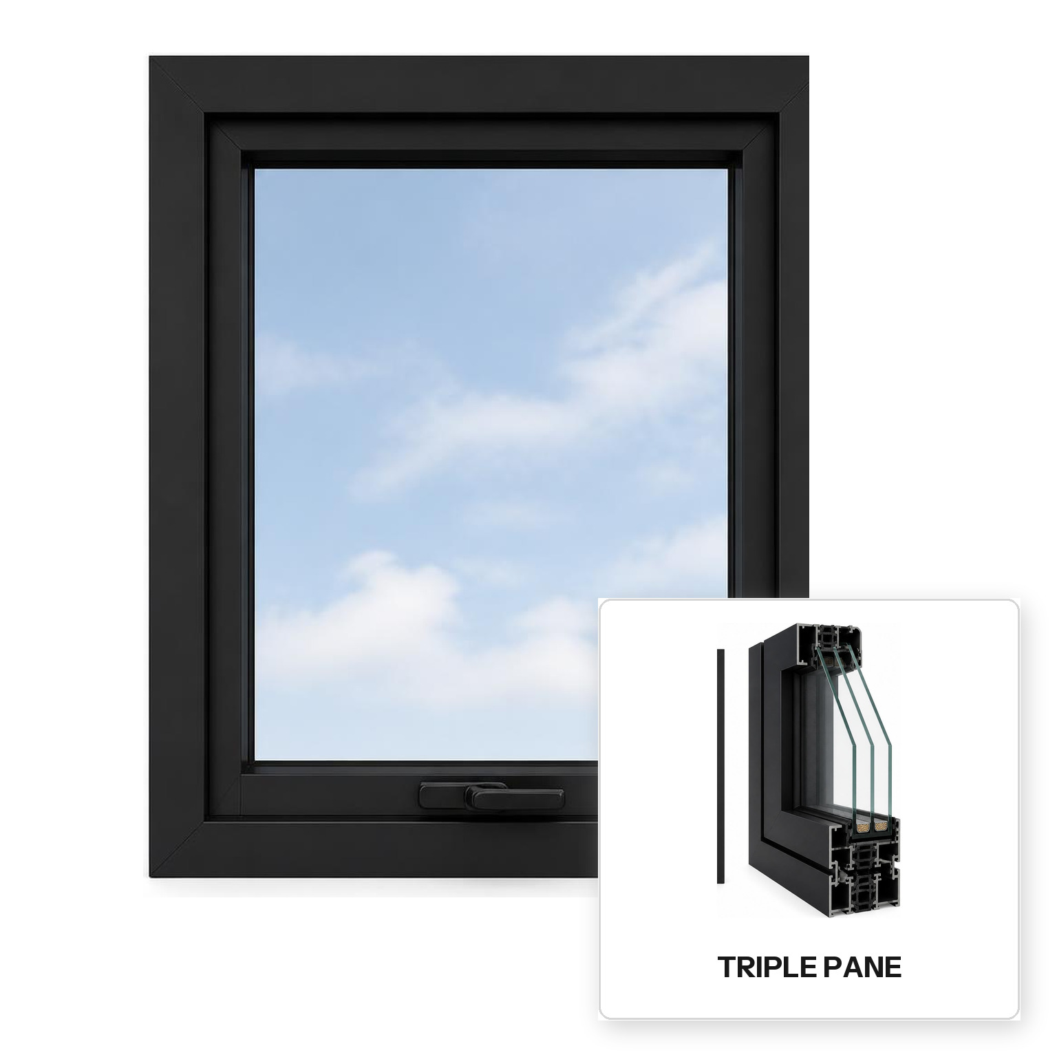 Build Source™ Awning Window — Aluminum Thermal Break Triple Pane Residential Sample — 8" x 12" Sample