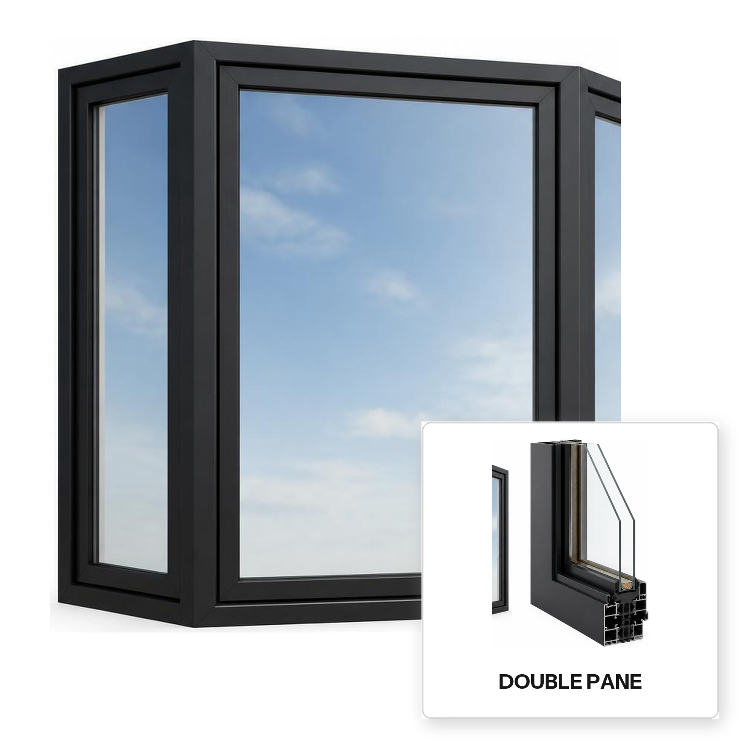 Build Source™ Bay Window — Aluminum Thermal Break Double Pane Residential Sample — 8" x 12" Sample