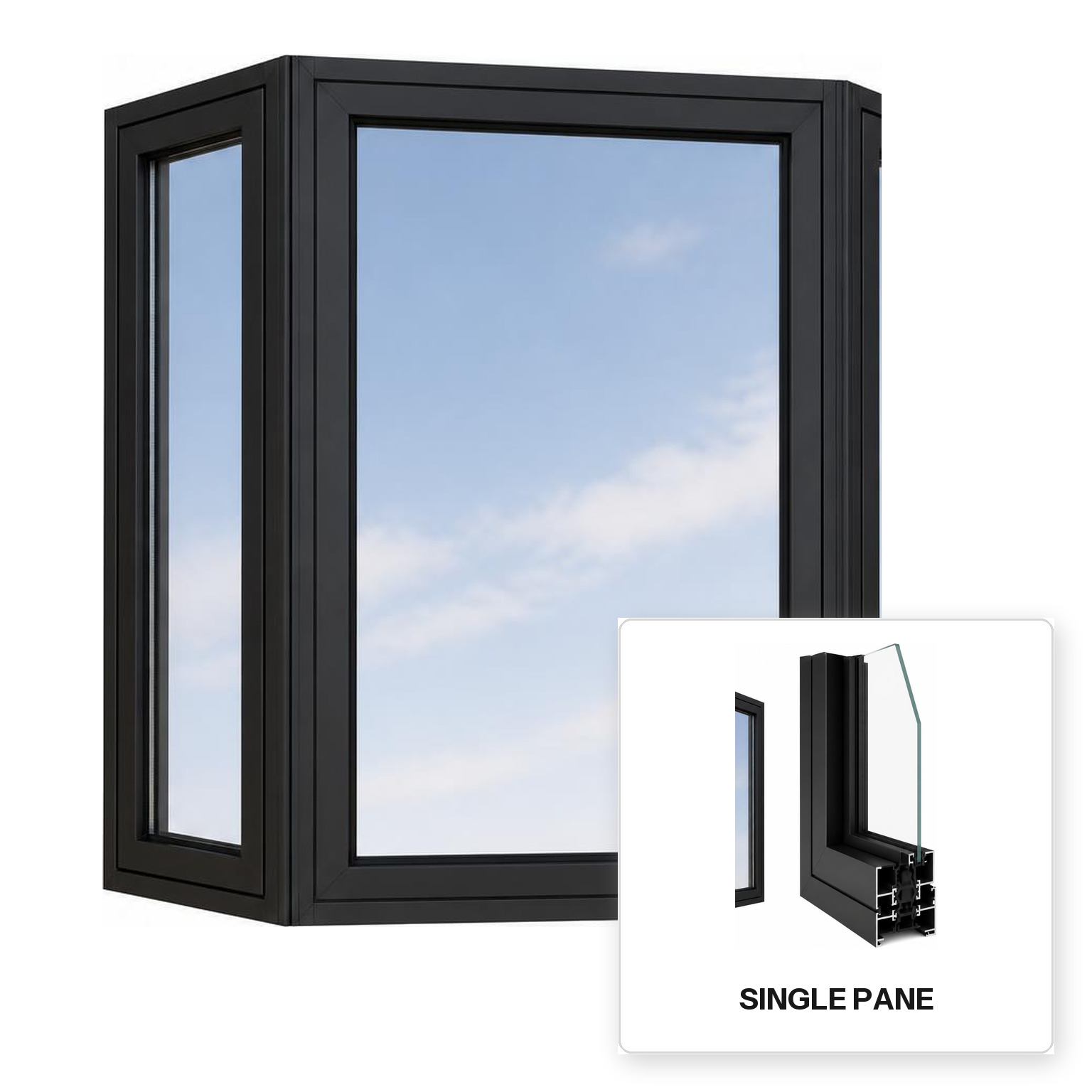 Build Source™ Bay Window — Aluminum Thermal Break Single Pane Residential Sample — 8" x 12" Sample