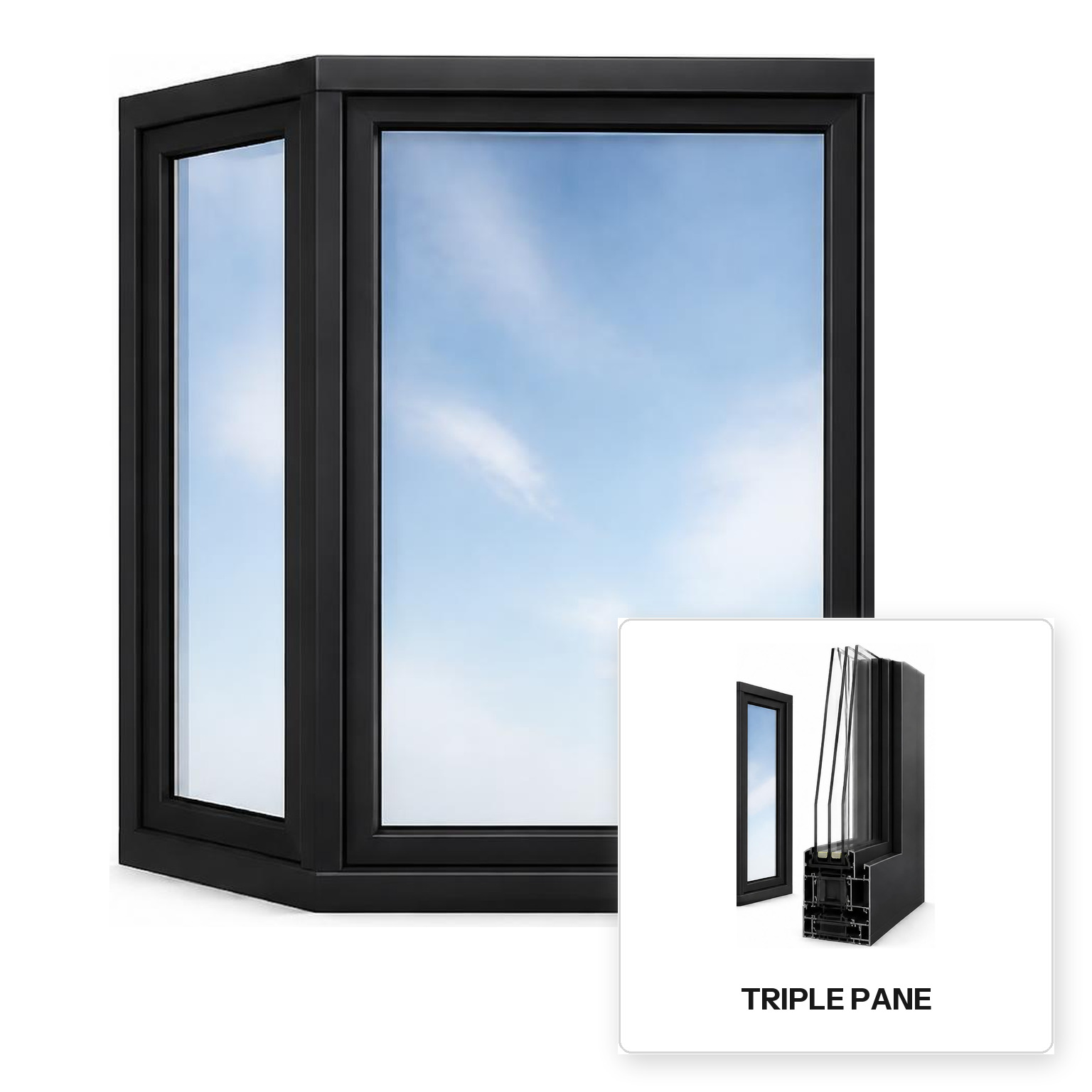 Build Source™ Bay Window — Aluminum Thermal Break Triple Pane Residential Sample — 8" x 12" Sample