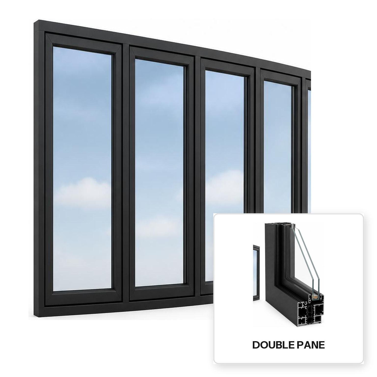 Build Source™ Bow Window — Aluminum Thermal Break Double Pane Residential Sample — 8" x 12" Sample