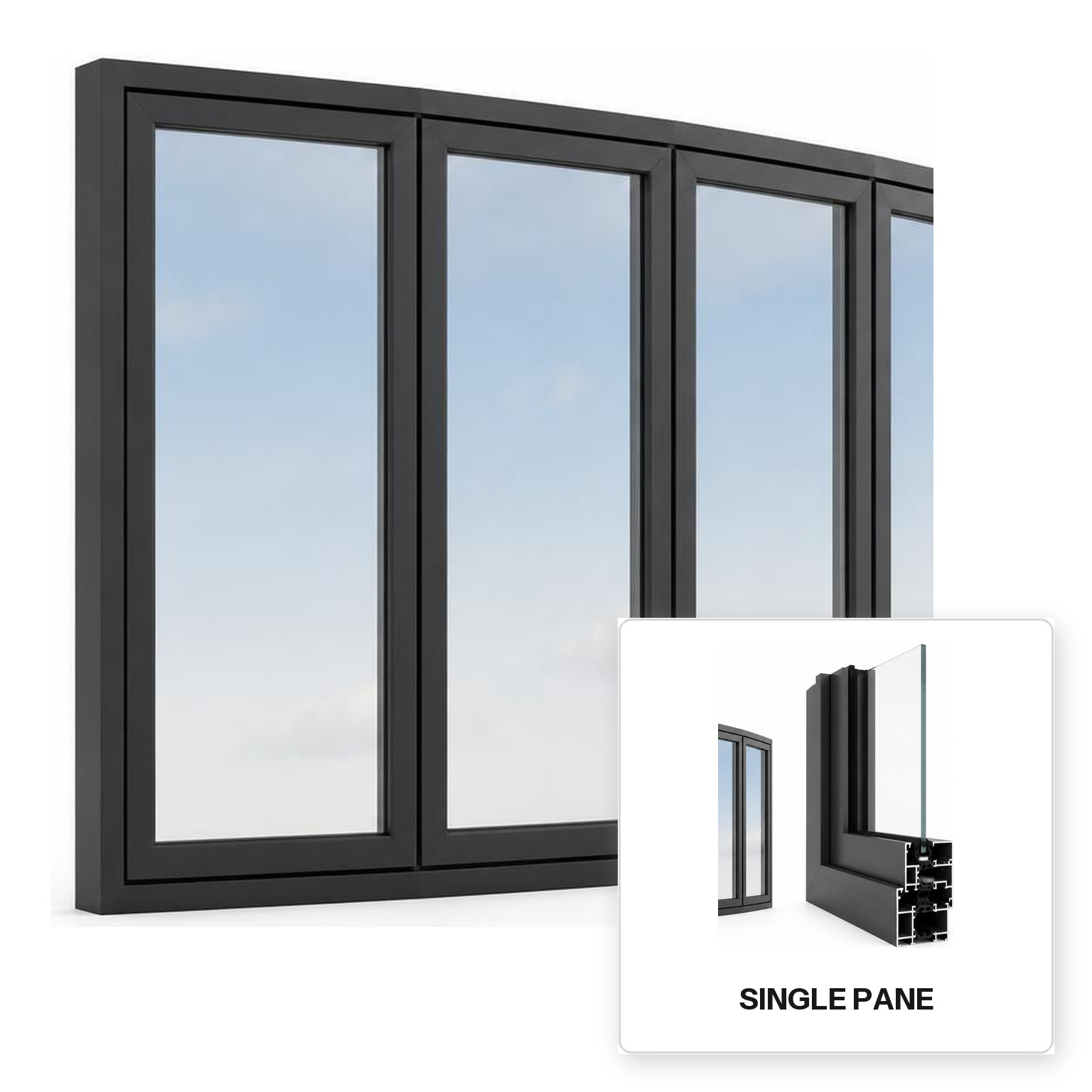Build Source™ Bow Window — Aluminum Thermal Break Single Pane Residential Sample — 8" x 12" Sample