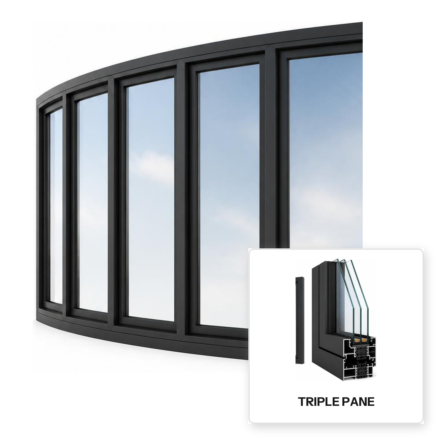 Build Source™ Bow Window — Aluminum Thermal Break Triple Pane Residential Sample — 8" x 12" Sample