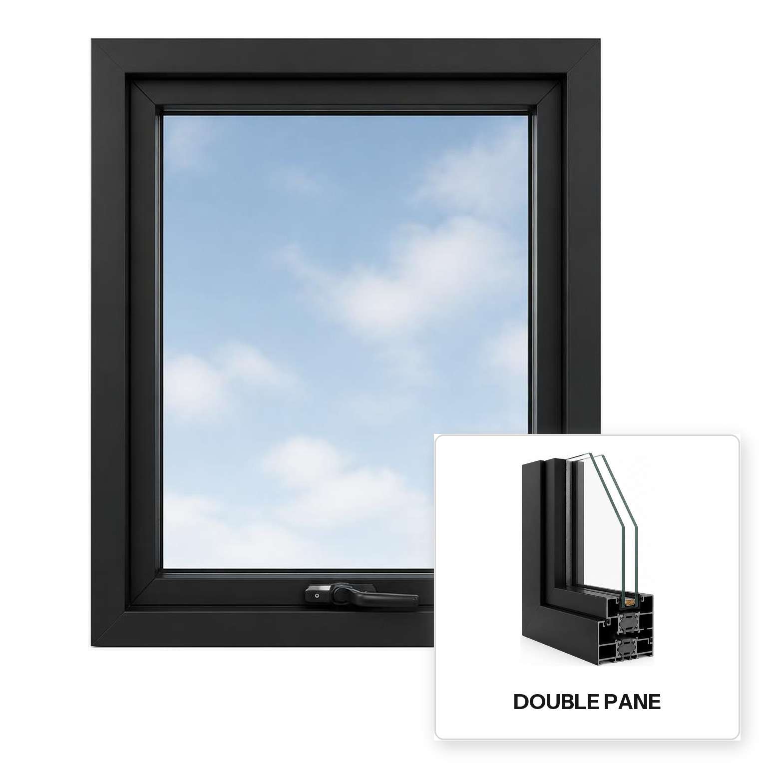Build Source™ Casement Window — Aluminum Thermal Break Double Pane Residential Sample — 8" x 12" Sample