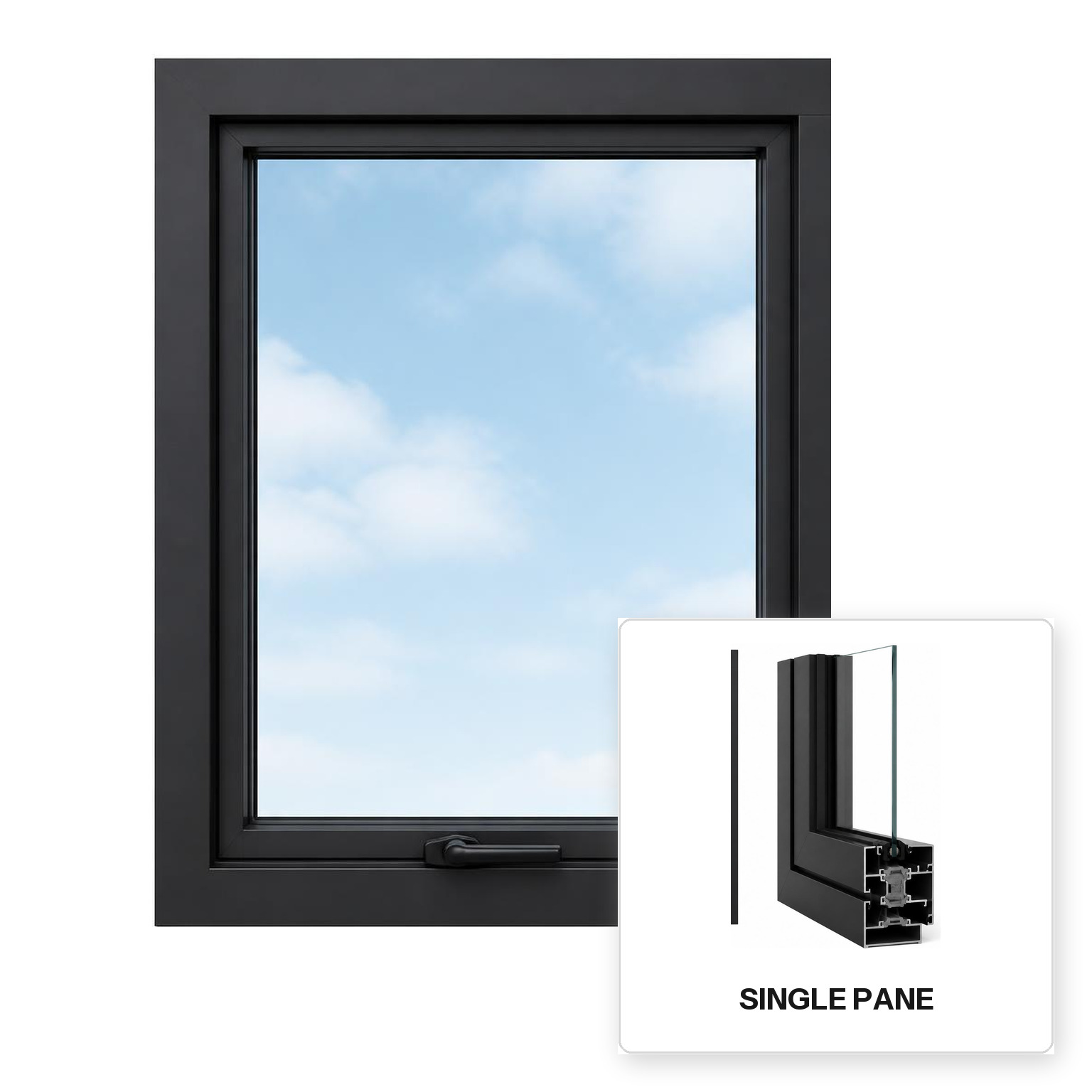 Build Source™ Casement Window — Aluminum Thermal Break Single Pane Residential Sample — 8" x 12" Sample