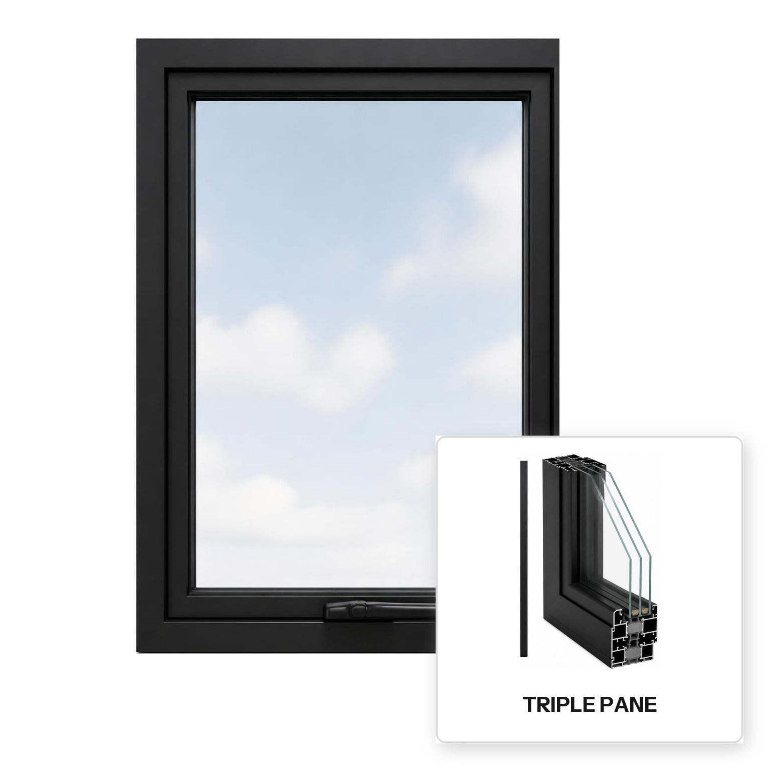 Build Source™ Casement Window — Aluminum Thermal Break Triple Pane Residential Sample — 8" x 12" Sample