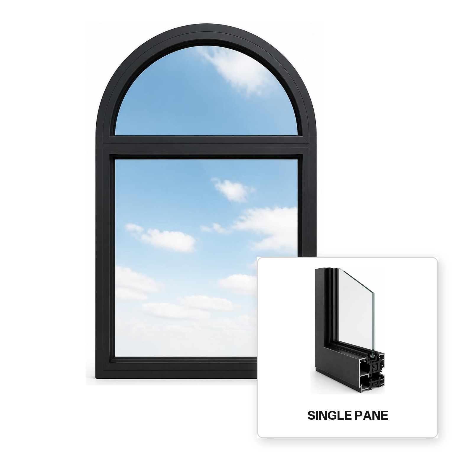 Build Source™ Custom Geometric Window — Aluminum Thermal Break Single Pane Residential Sample — 8" x 12" Sample