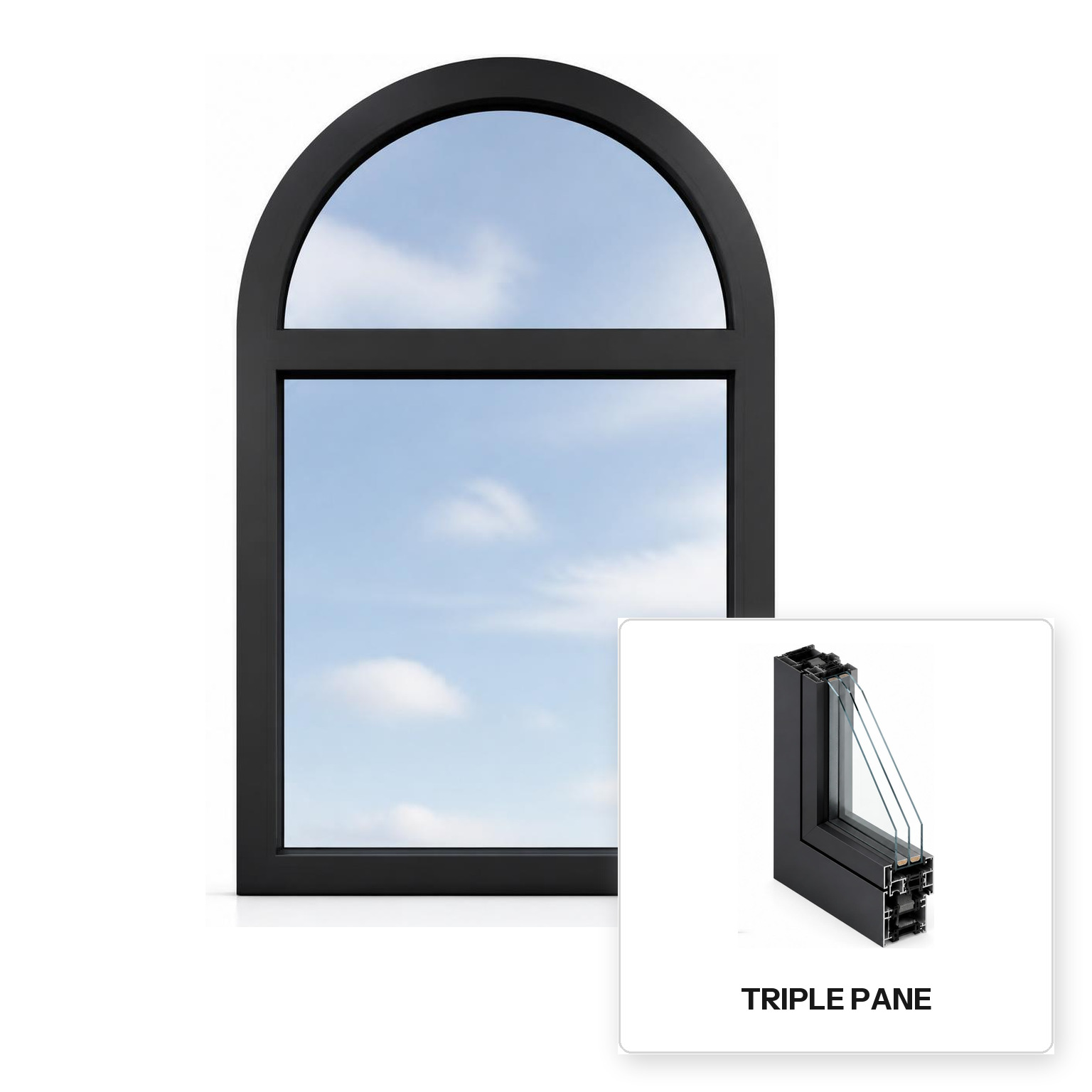 Build Source™ Custom Geometric Window — Aluminum Thermal Break Triple Pane Residential Sample — 8" x 12" Sample