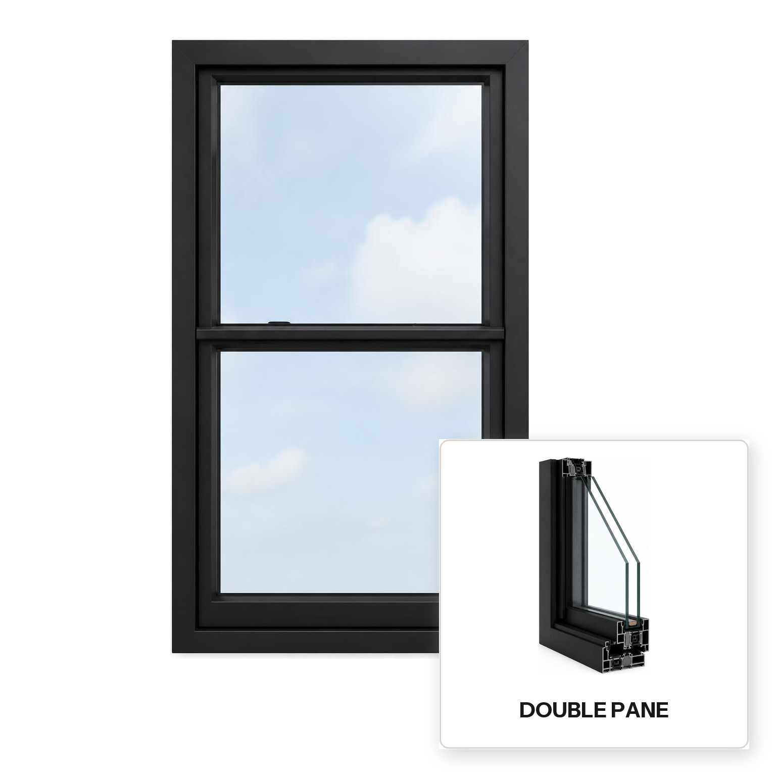 Build Source™ Double Hung Window — Aluminum Thermal Break Double Pane Residential Sample — 8" x 12" Sample