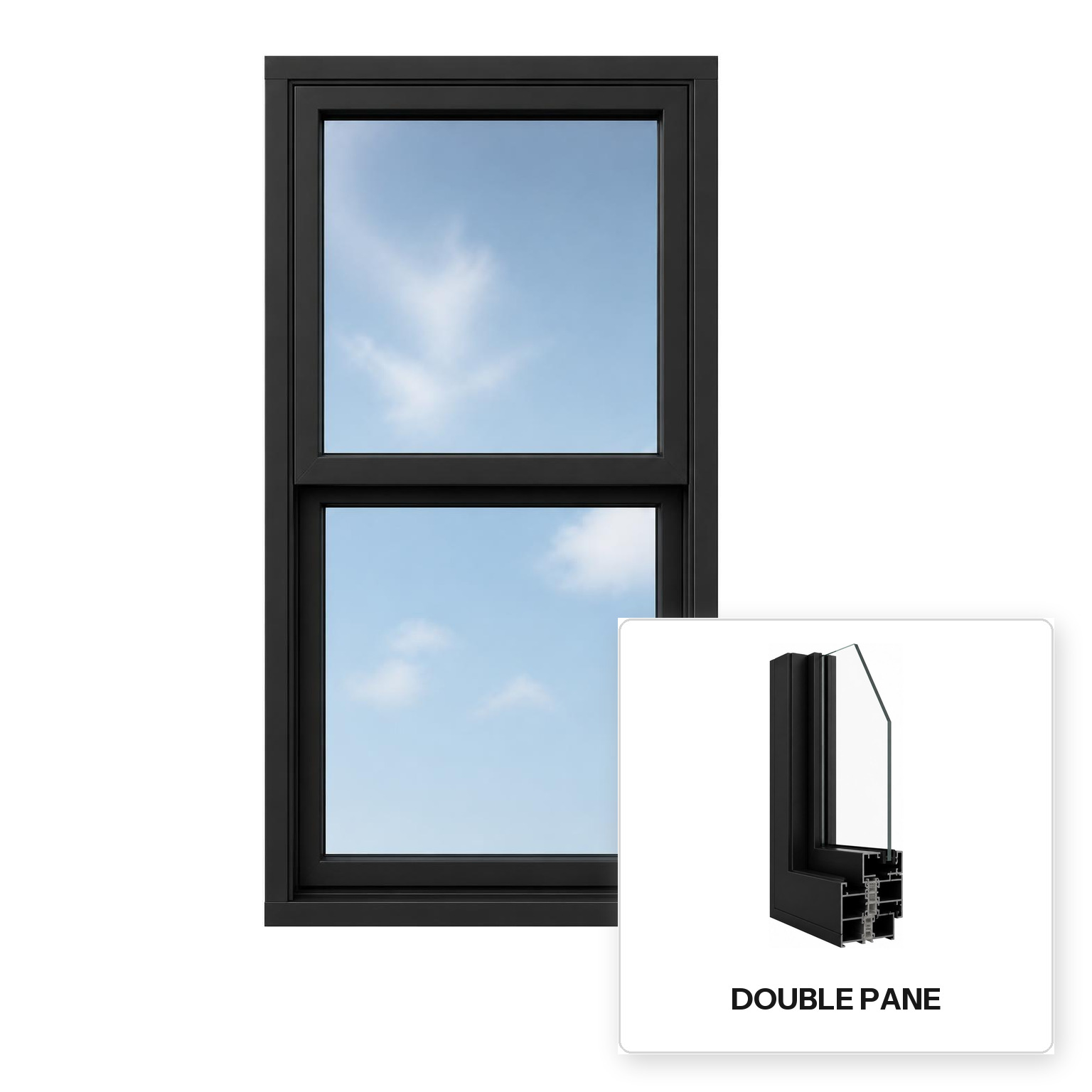Build Source™ Double Hung Window — Aluminum Thermal Break Single Pane Residential Sample — 8" x 12" Sample