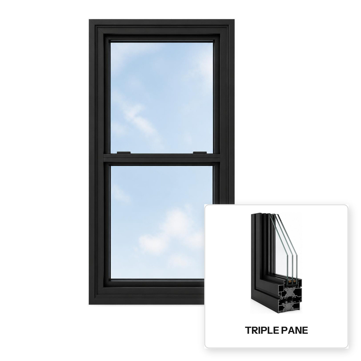 Build Source™ Double Hung Window — Aluminum Thermal Break Triple Pane Residential Sample — 8" x 12" Sample