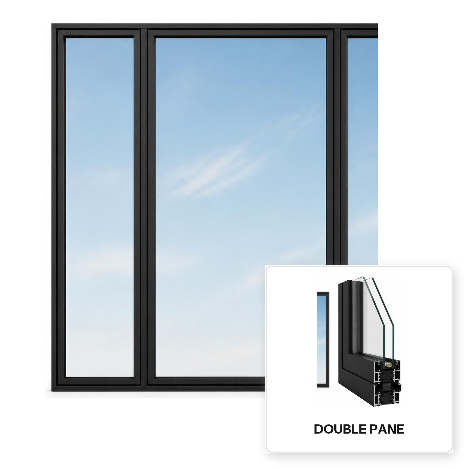 Build Source™ Fixed Window Combination — Aluminum Thermal Break Double Pane Residential Sample — 8" x 12" Sample