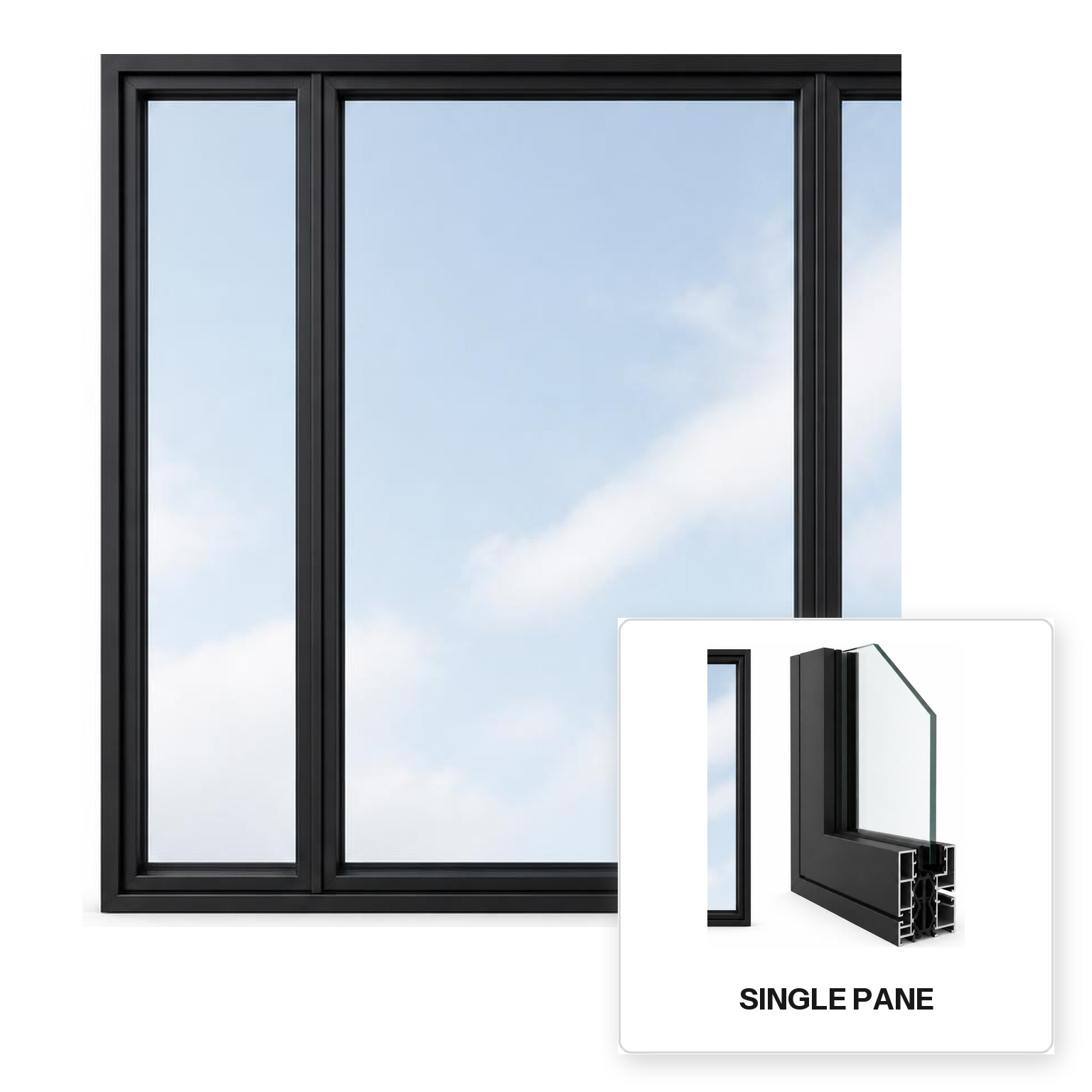 Build Source™ Fixed Window Combination — Aluminum Thermal Break Single Pane Residential Sample — 8" x 12" Sample