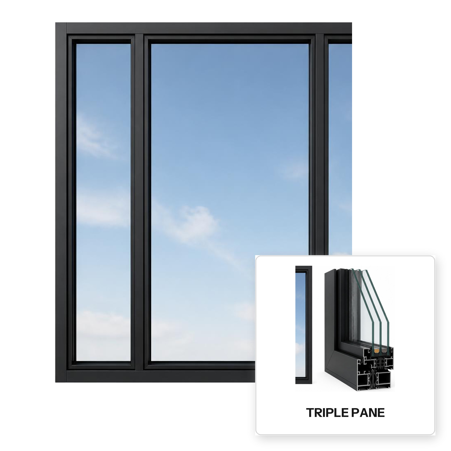 Build Source™ Fixed Window Combination — Aluminum Thermal Break Triple Pane Residential Sample — 8" x 12" Sample