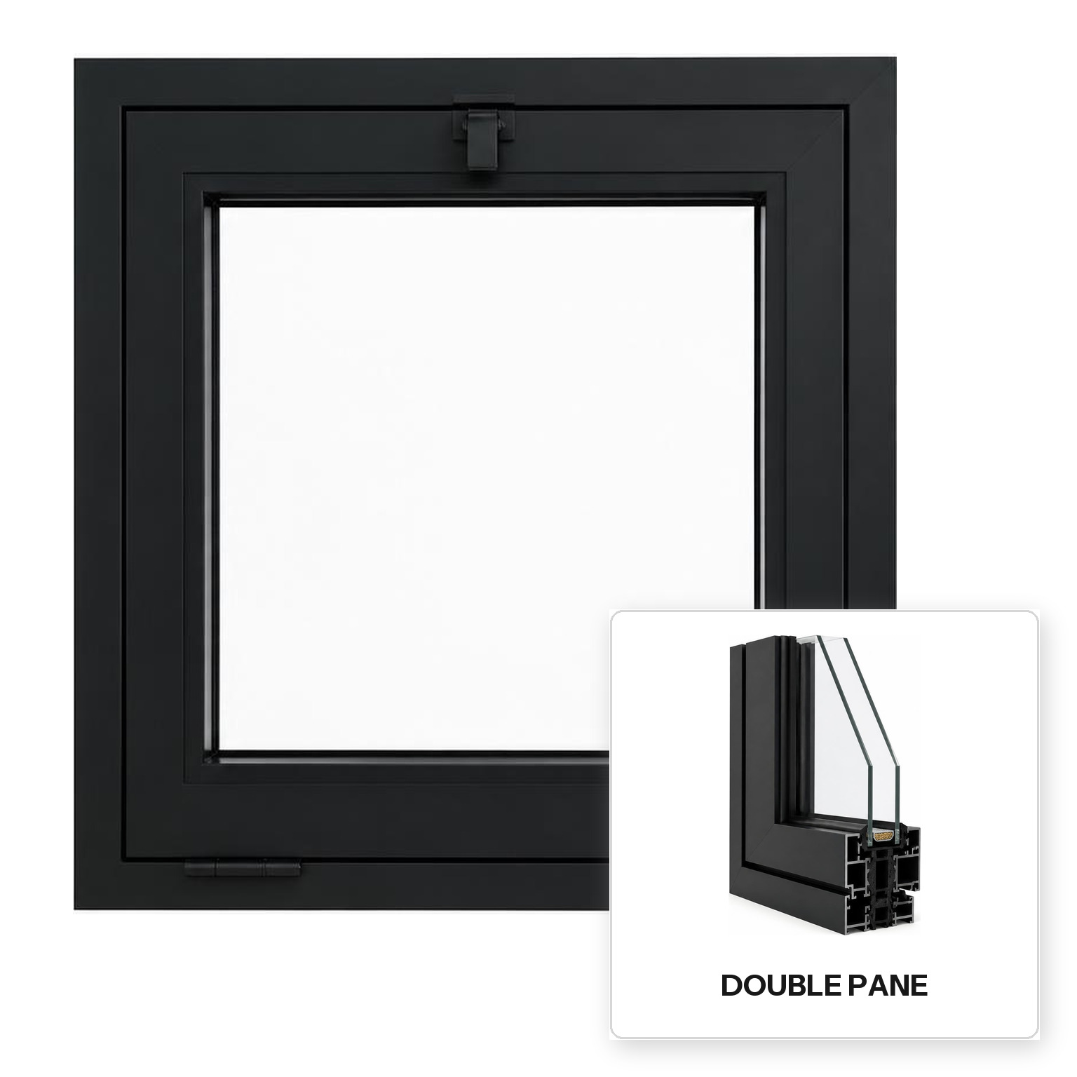 Build Source™ Hopper Window — Aluminum Thermal Break Double Pane Residential Sample — 8" x 12" Sample