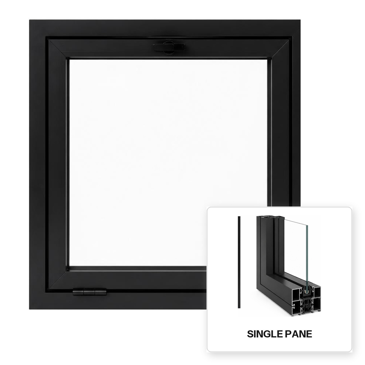 Build Source™ Hopper Window — Aluminum Thermal Break Single Pane Residential Sample — 8" x 12" Sample