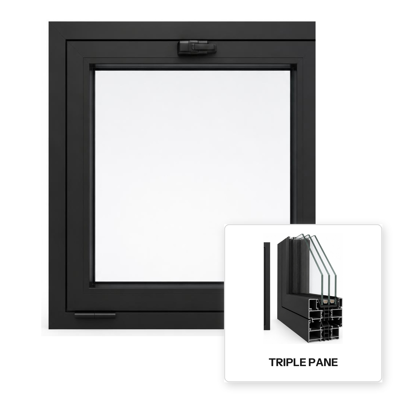 Build Source™ Hopper Window — Aluminum Thermal Break Triple Pane Residential Sample — 8" x 12" Sample