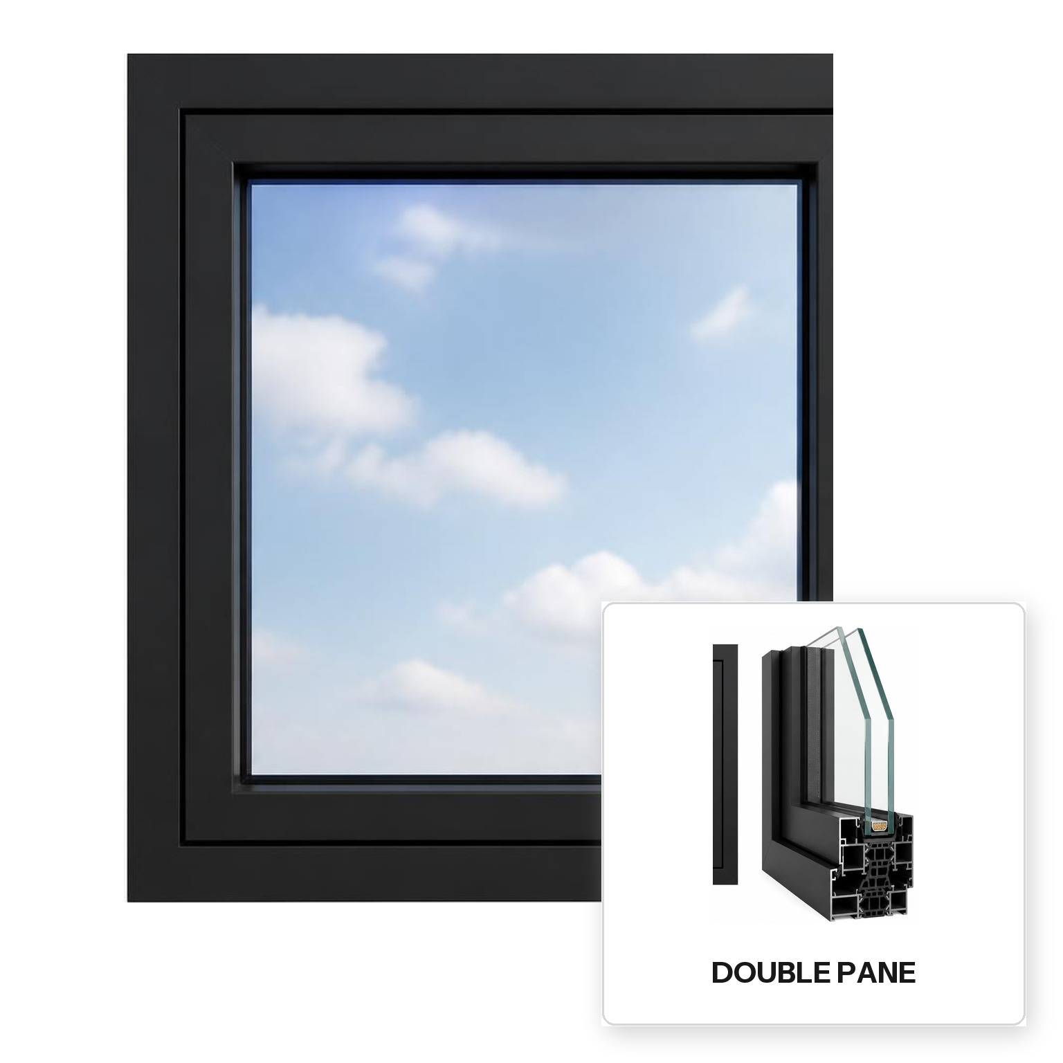 Build Source™ Hurricane Impact Window — Aluminum Thermal Break Double Pane Residential Sample — 8" x 12" Sample