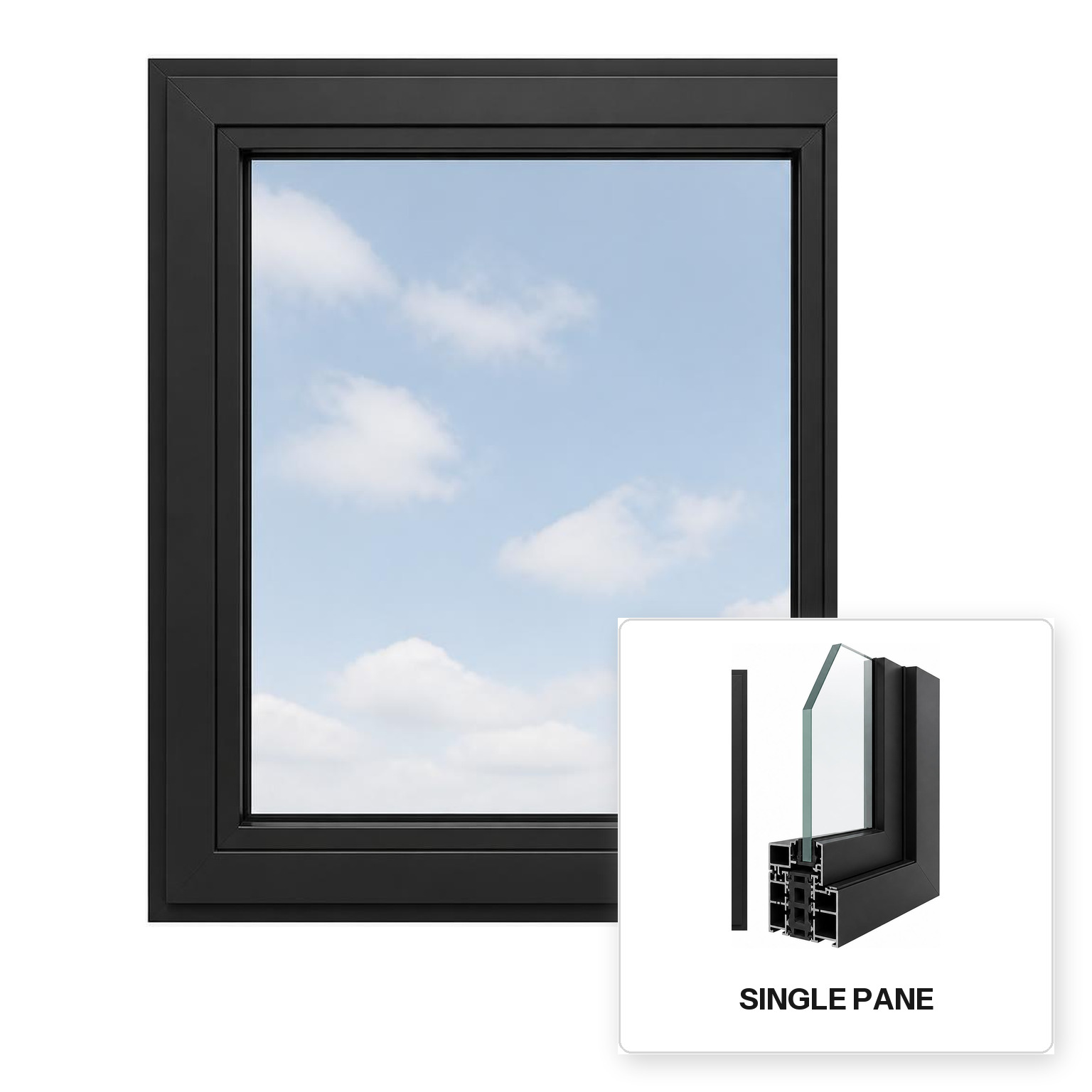 Build Source™ Hurricane Impact Window — Aluminum Thermal Break Single Pane Residential Sample — 8" x 12" Sample