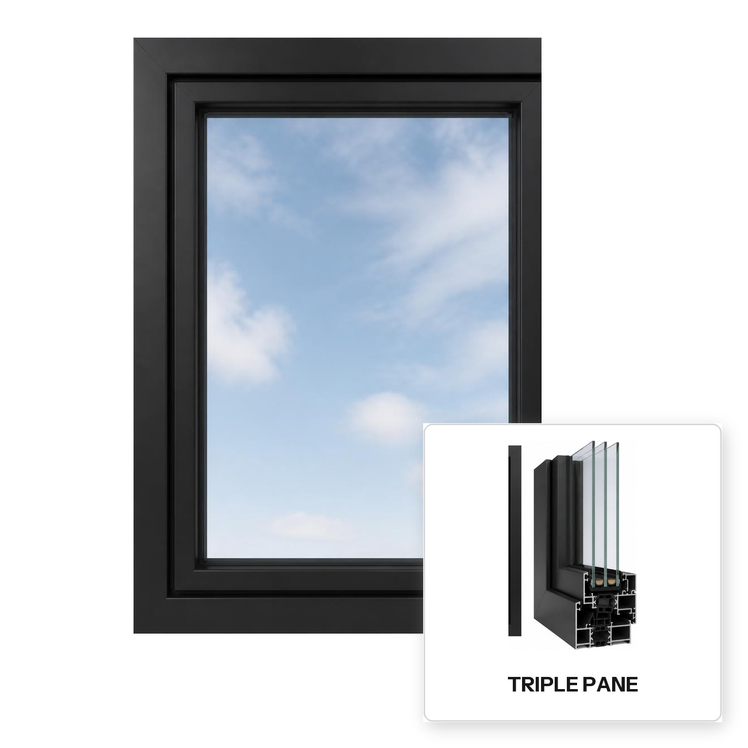 Build Source™ Hurricane Impact Window — Aluminum Thermal Break Triple Pane Residential Sample — 8" x 12" Sample