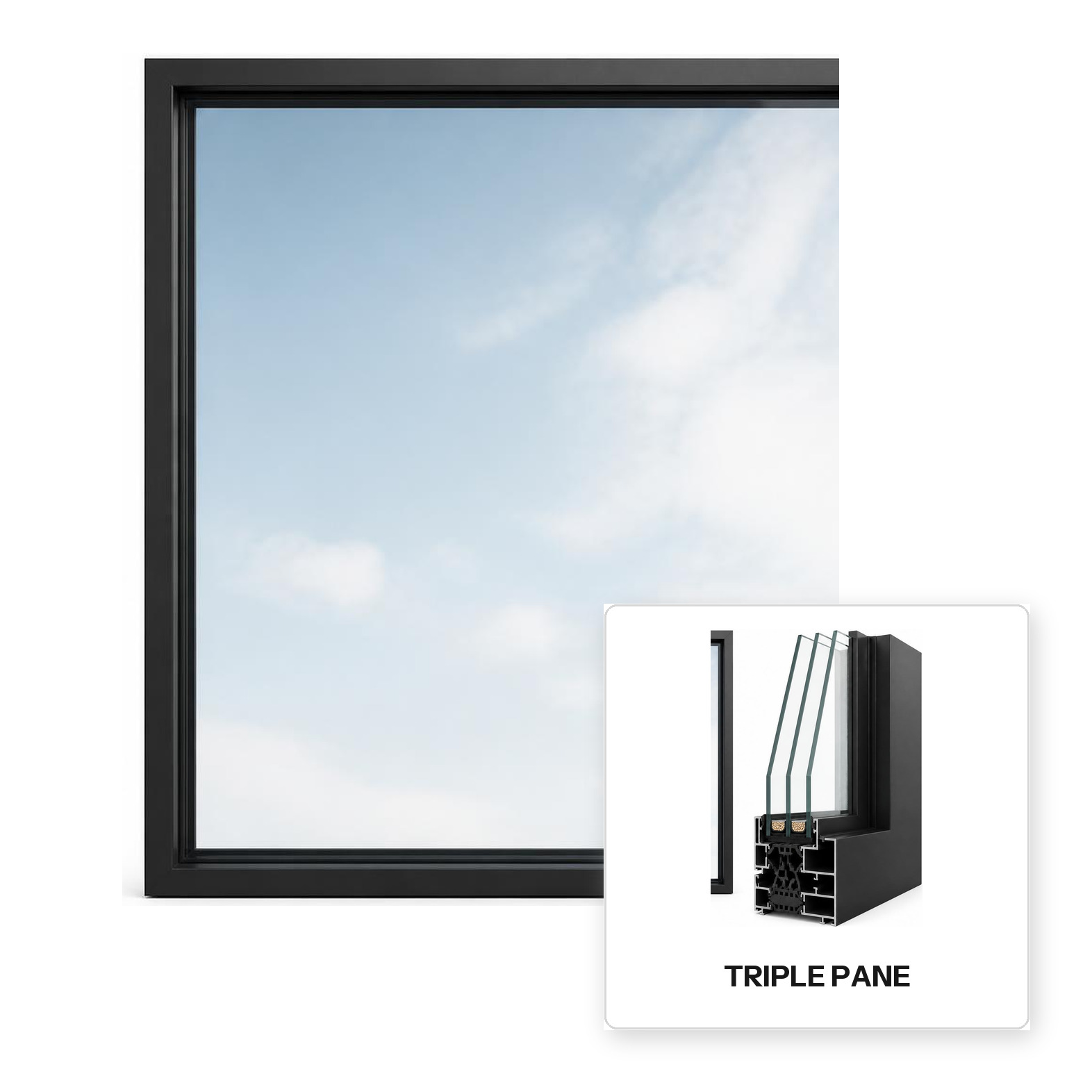 Build Source™ Picture Window — Aluminum Thermal Break Triple Pane Residential Sample — 8" x 12" Sample