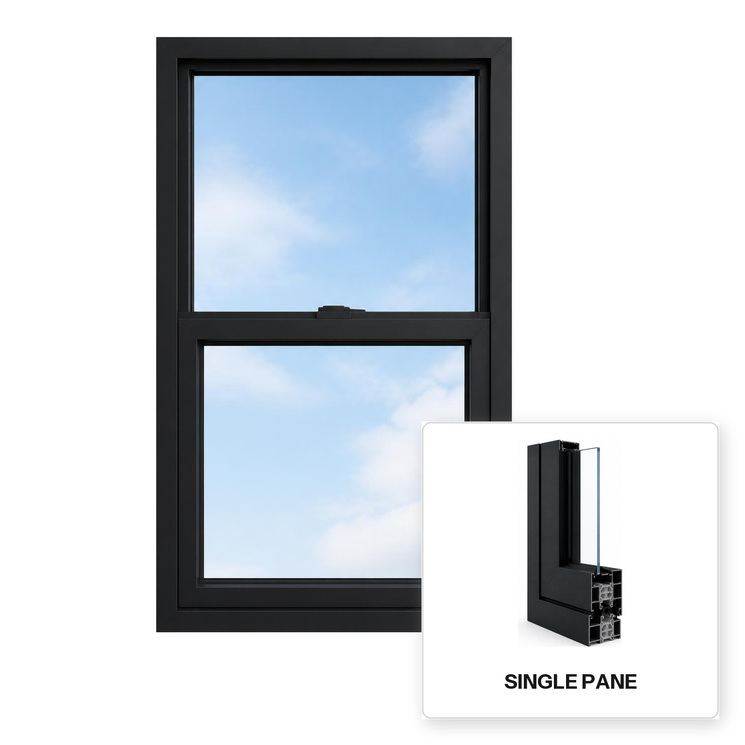 Build Source™ Single Hung Window — Aluminum Thermal Break Single Pane Residential Sample — 8" x 12" Sample