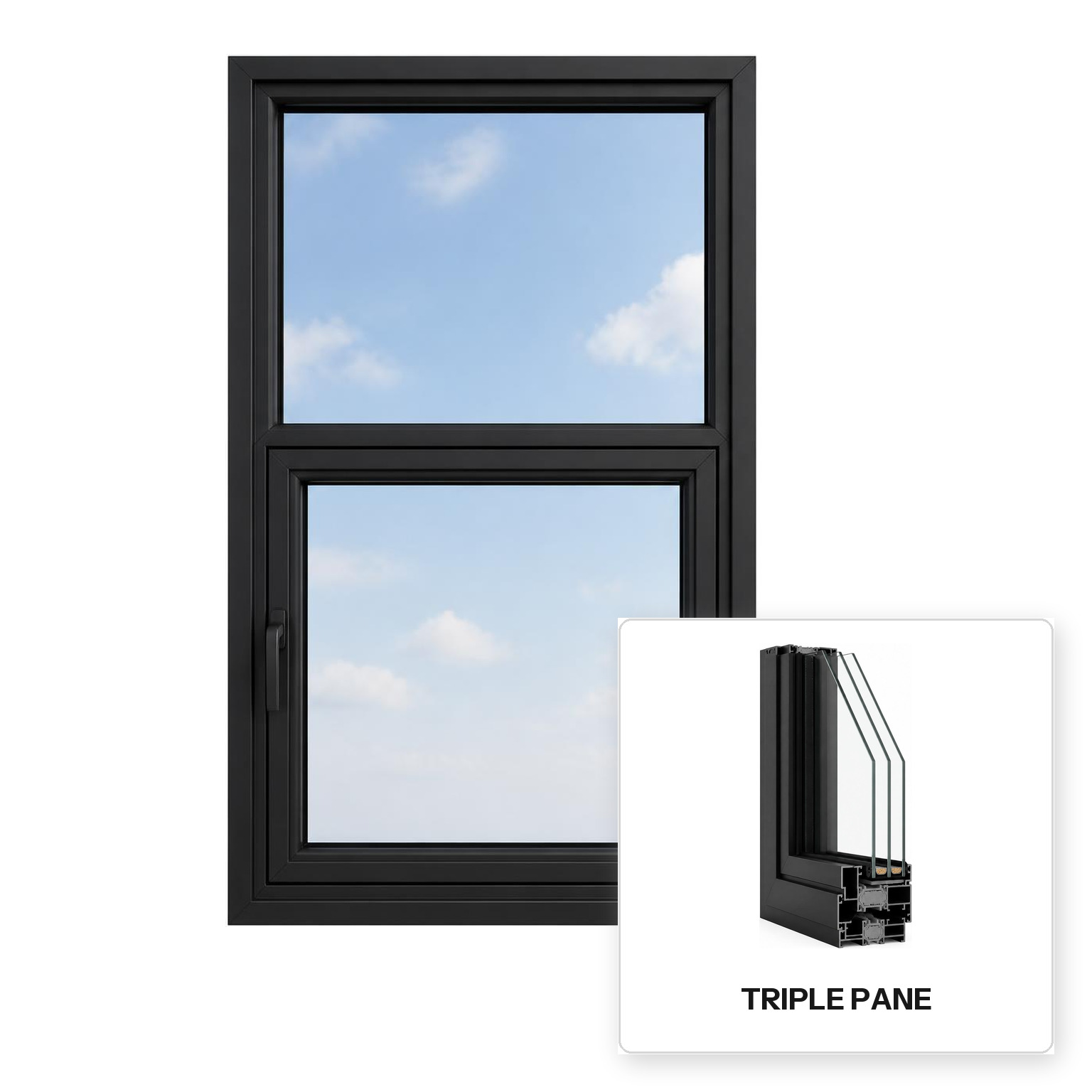Build Source™ Single Hung Window — Aluminum Thermal Break Triple Pane Residential Sample — 8" x 12" Sample