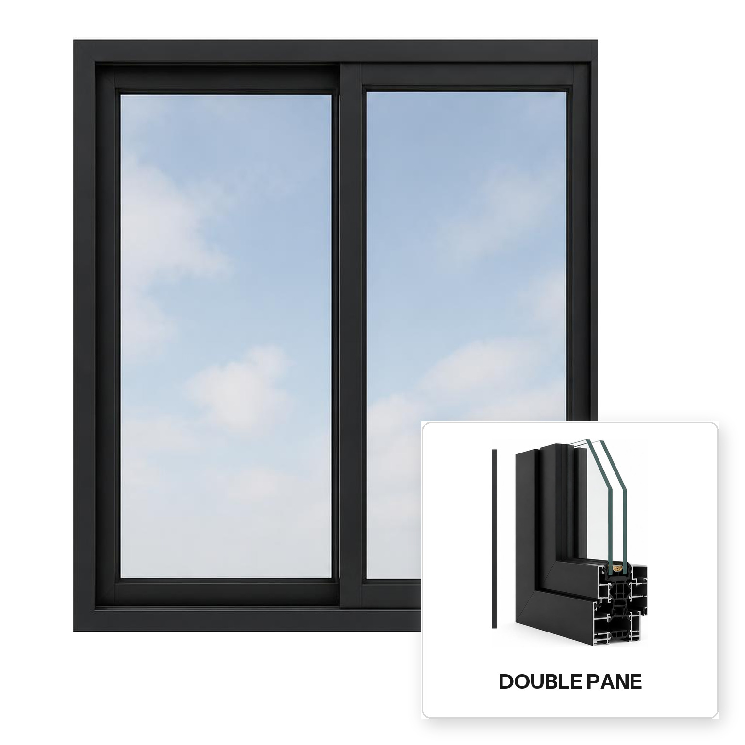 Build Source™ Sliding Window — Aluminum Thermal Break Double Pane Residential Sample — 8" x 12" Sample