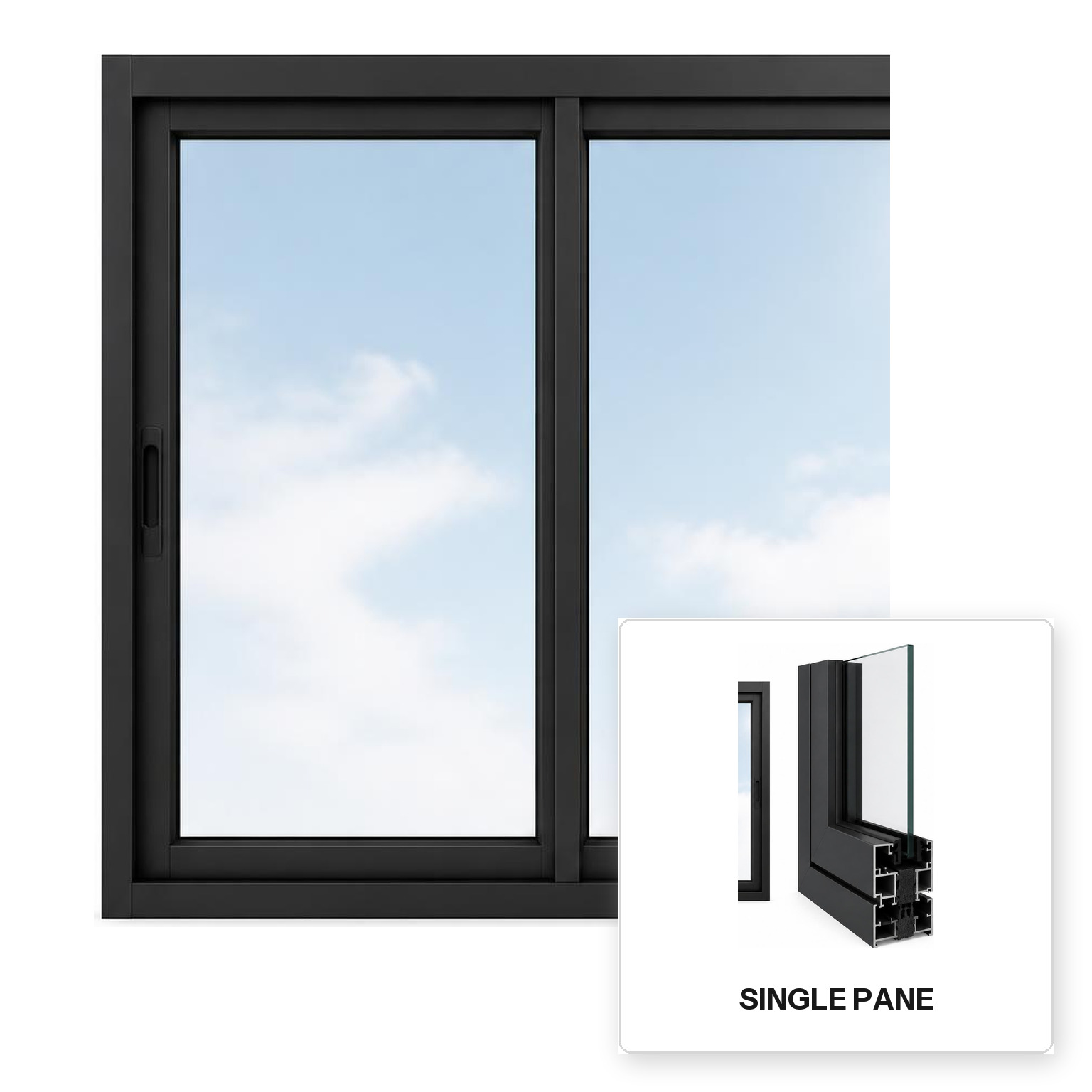 Build Source™ Sliding Window — Aluminum Thermal Break Single Pane Residential Sample — 8" x 12" Sample