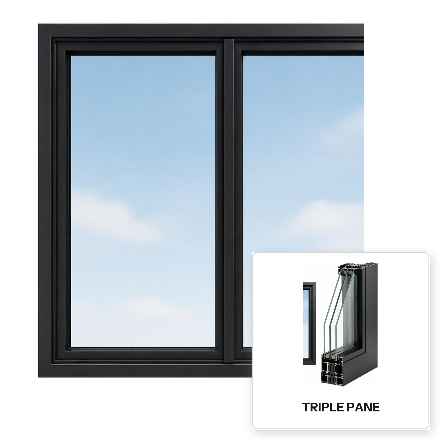 Build Source™ Sliding Window — Aluminum Thermal Break Triple Pane Residential Sample — 8" x 12" Sample
