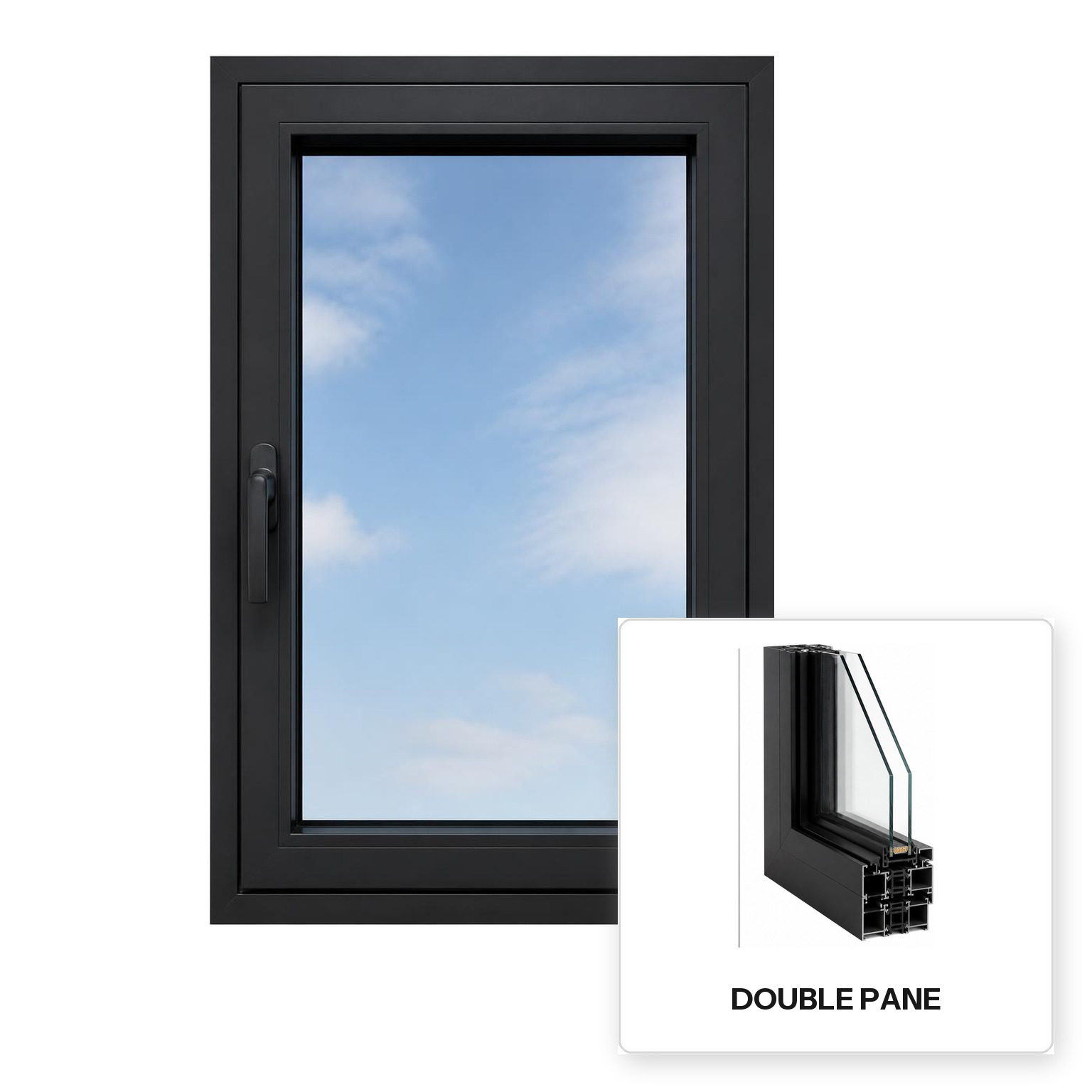 Build Source™ Tilt-and-Turn Window — Aluminum Thermal Break Double Pane Residential Sample — 8" x 12" Sample