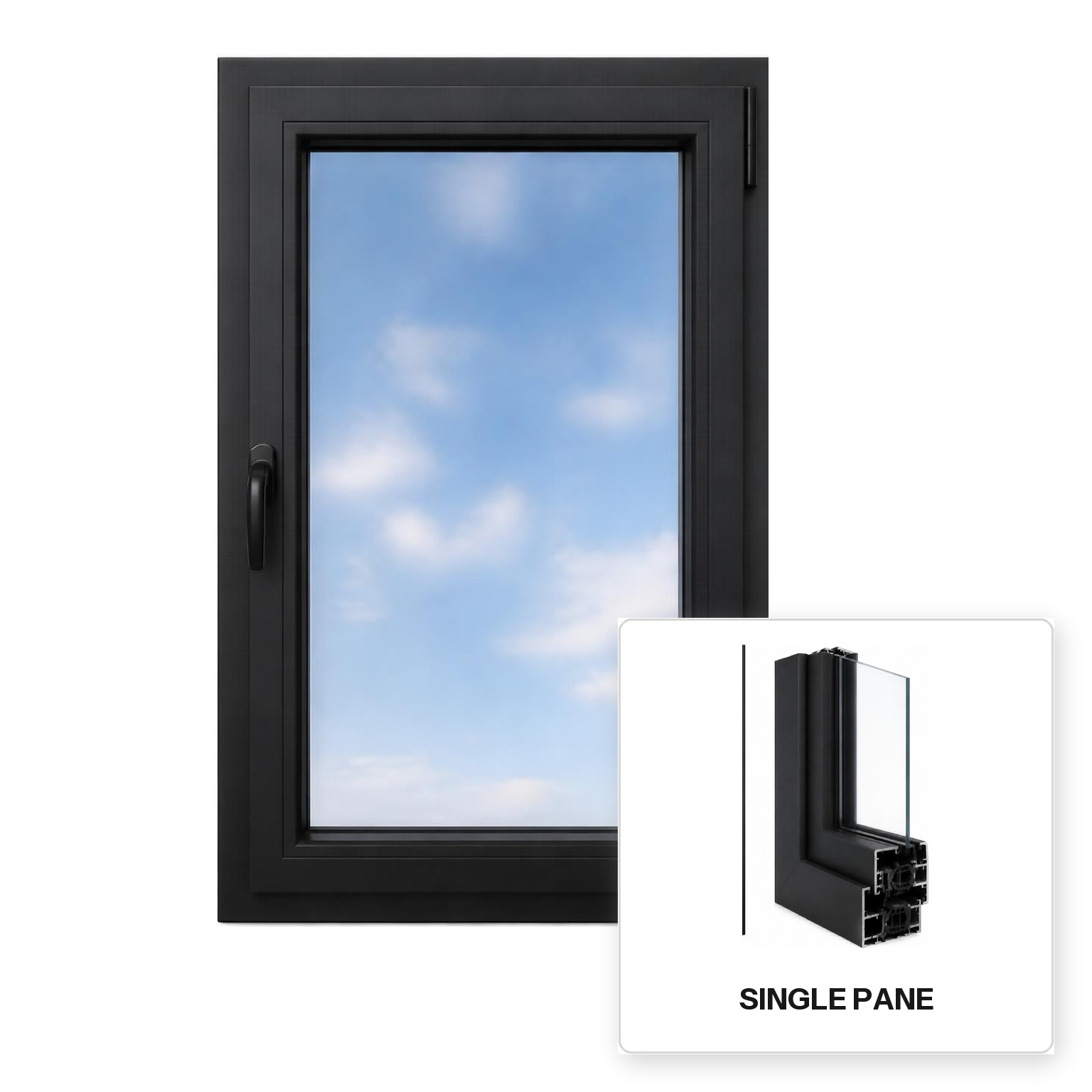 Build Source™ Tilt-and-Turn Window — Aluminum Thermal Break Single Pane Residential Sample — 8" x 12" Sample
