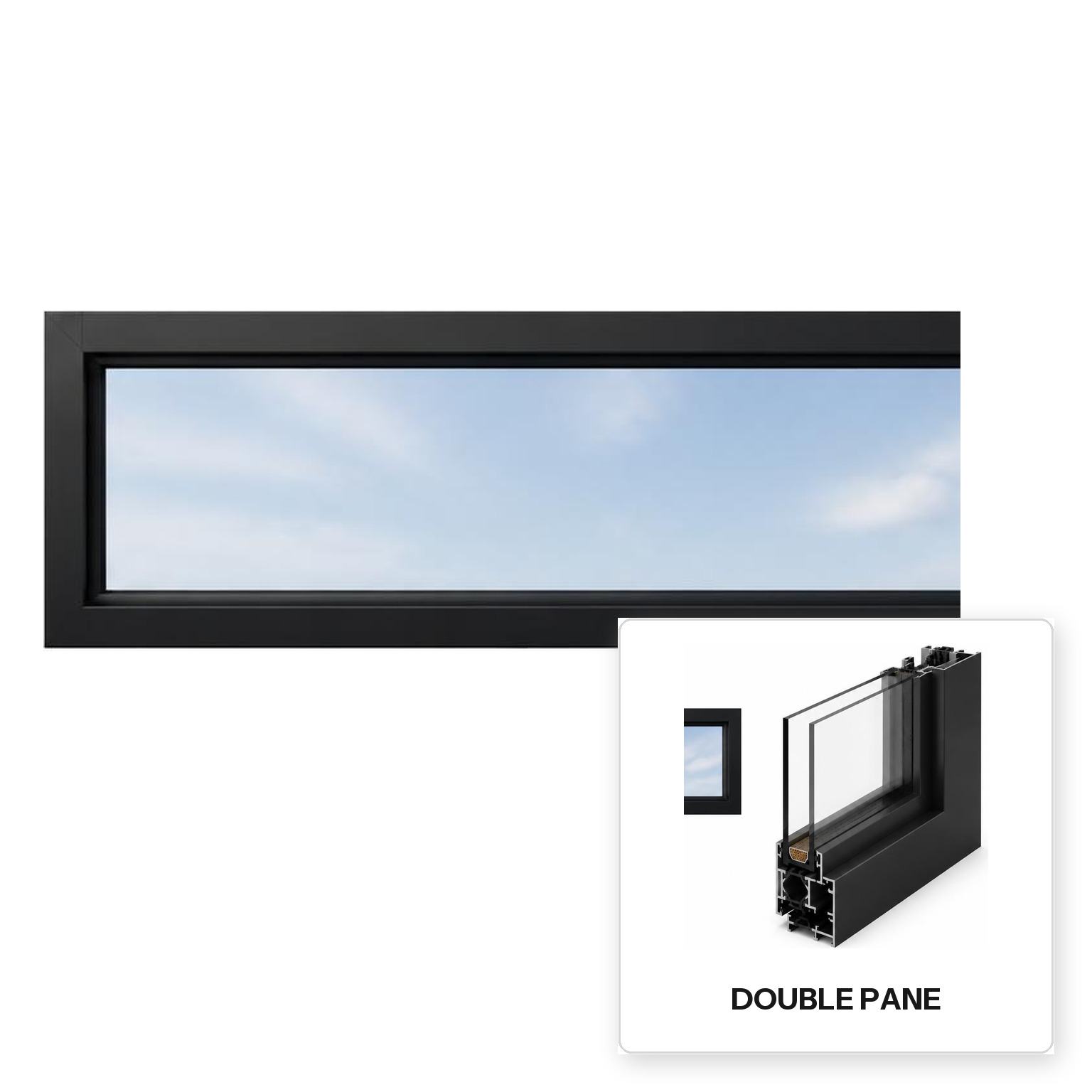 Build Source™ Transom Window — Aluminum Thermal Break Double Pane Residential Sample — 8" x 12" Sample