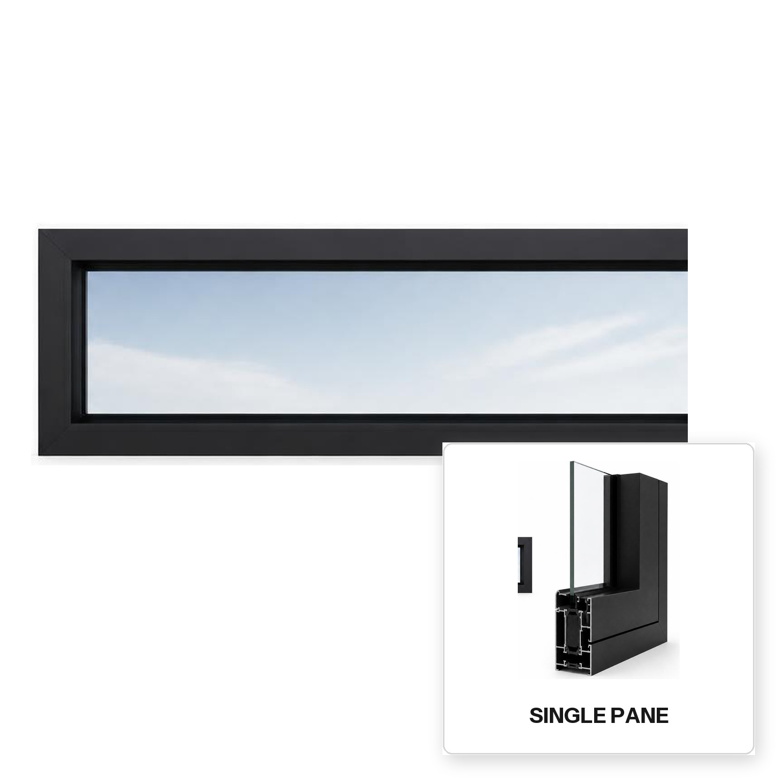 Build Source™ Transom Window — Aluminum Thermal Break Single Pane Residential Sample — 8" x 12" Sample