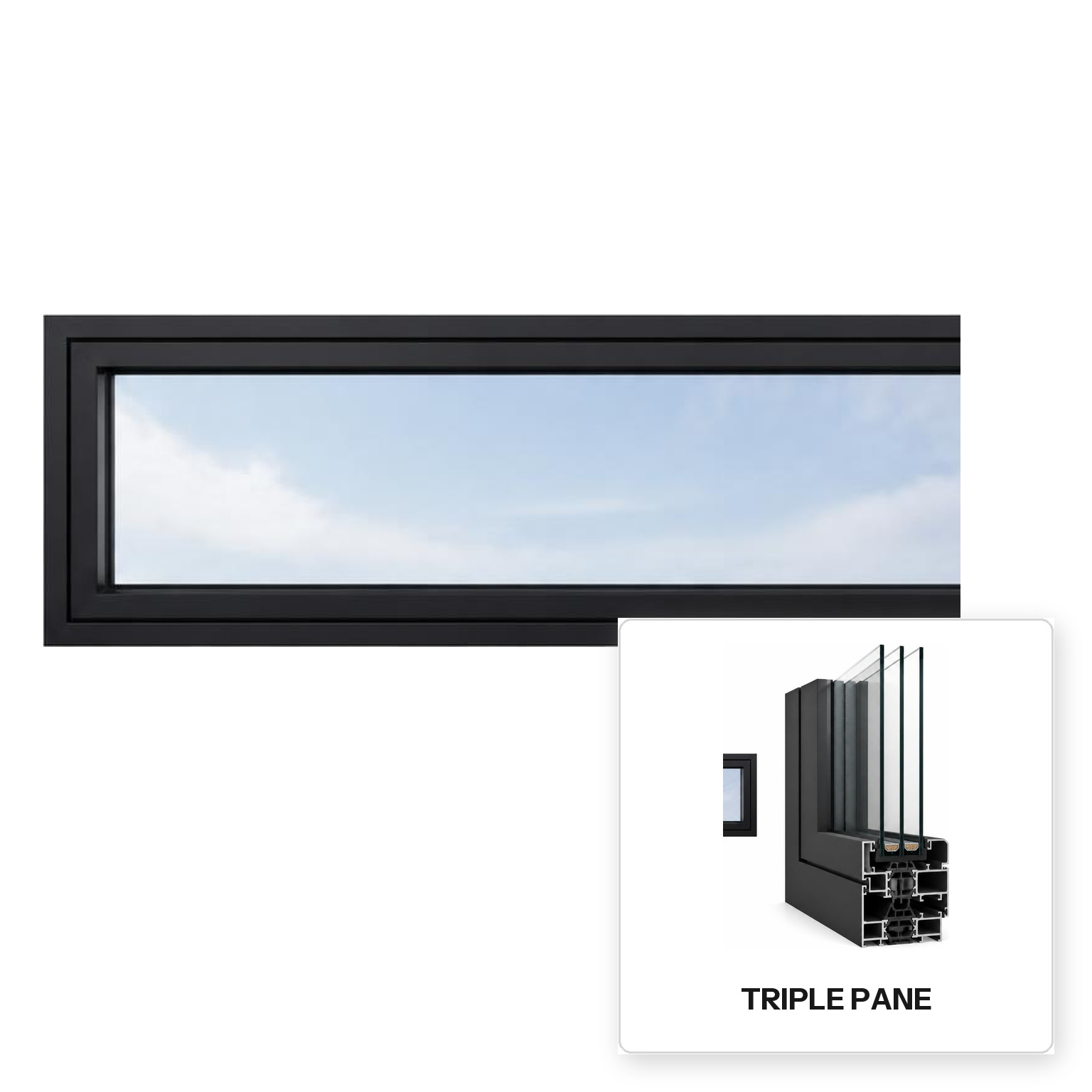 Build Source™ Transom Window — Aluminum Thermal Break Triple Pane Residential Sample — 8" x 12" Sample